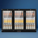 Devanti 320L Bar Fridge 2 Glass Door Commercial Fridges w/Light w/Lock