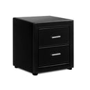 Artiss Upholstered 2 Drawers Bedside Table (Black Leather)