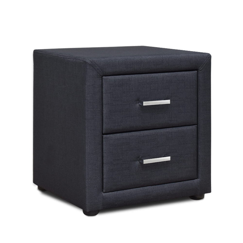 Artiss Upholstered 2 Drawers Bedside Table (Charcoal Fabric)