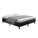 Bed Frame Base Queen Size Mattress Platform Foundation Wooden Leather Black TOMI