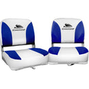 2X Folding Boat Seats Seat Marine Seating Set All Weather Swivel Blue