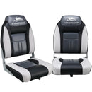 2X Folding Boat Seats Seat Marine Seating Set All Weather Swivels BK