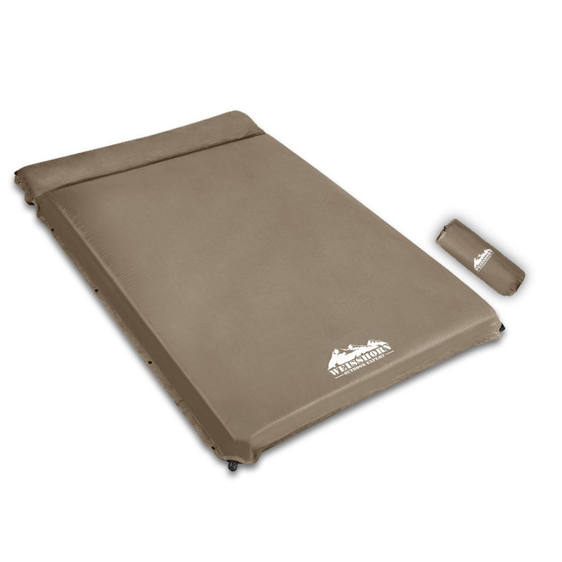 Weisshorn Self Inflating Mattress 10cm Thick Sleeping Camping Mat Suede Surface Air Bed Pad Coffee