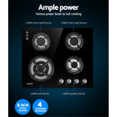 Devanti Gas Cooktop 60cm 4 Burner Ceramic Glass Cook Top Stove Hob Cooker LPG NG