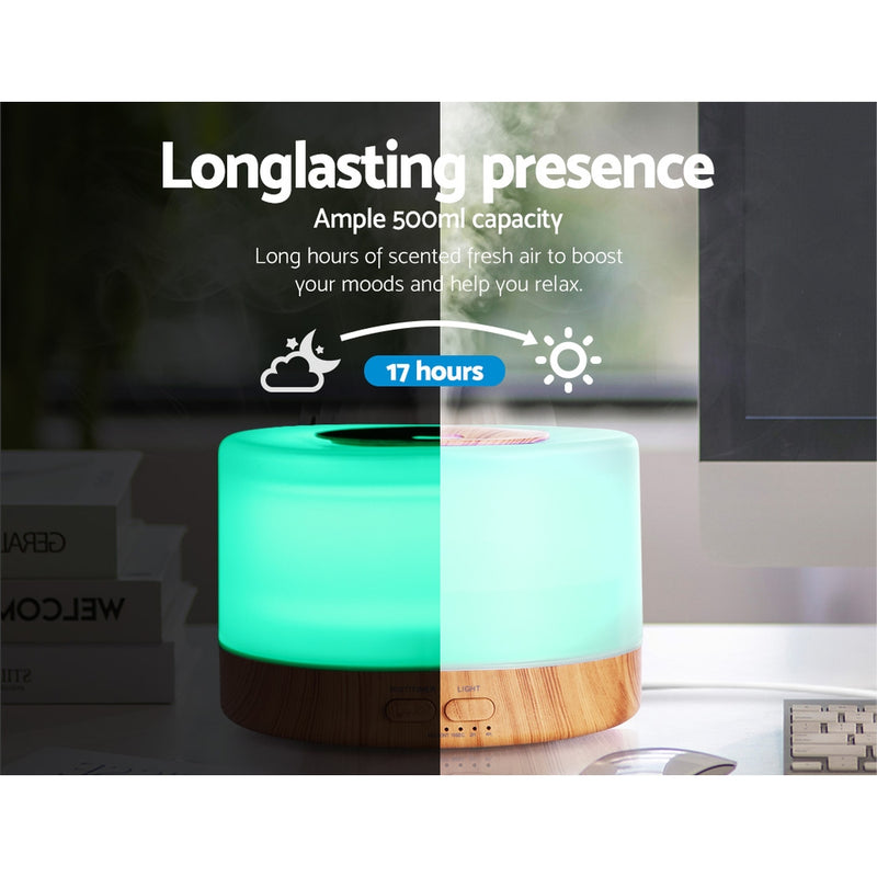 Devanti 500ml Aroma Diffuser Aromatherapy Essential Oil Ultrasonic Humidifier LED Light