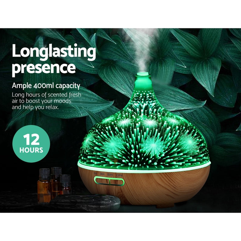 Devanti 400ml Aroma Diffuser Aromatherapy Essential Oil 3D LED Light