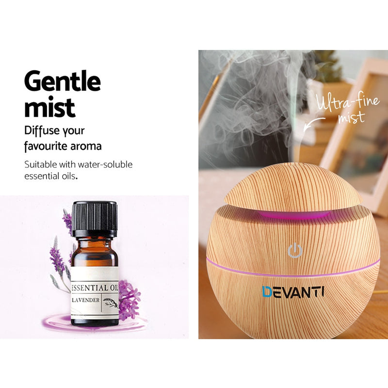 Devanti Aromatherapy Diffuser Aroma Essential Oils Air Humidifier LED Light