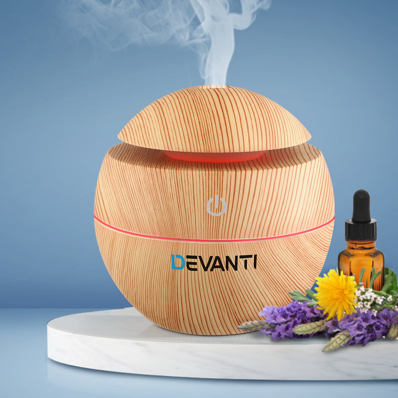 Devanti Aromatherapy Diffuser Aroma Essential Oils Air Humidifier LED Light