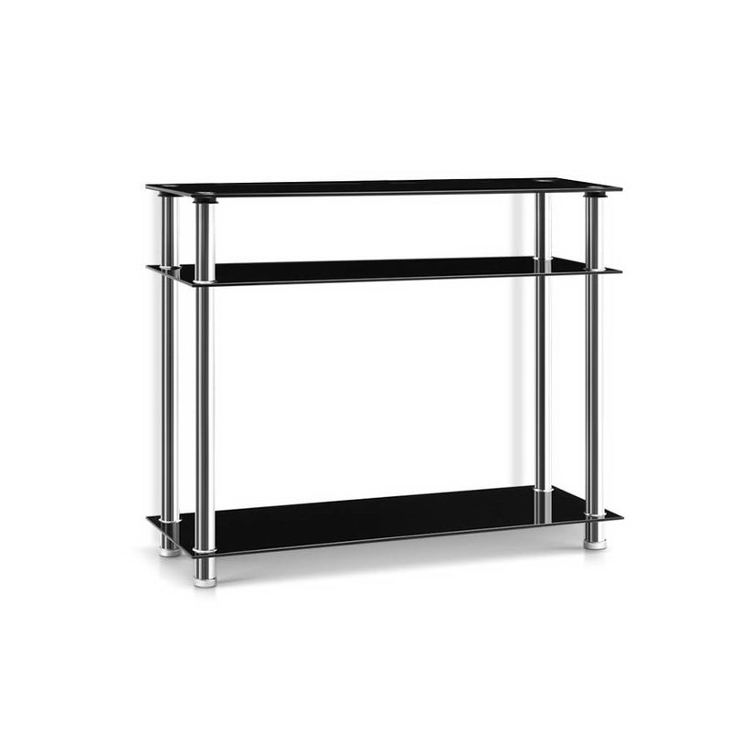 Artiss Hall Console Table Black Glass Hallway Entry Display Stainless Steel