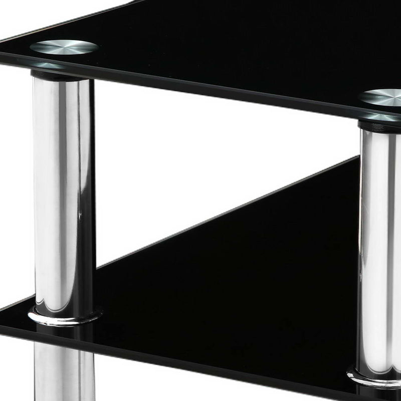Artiss Hall Console Table Black Glass Hallway Entry Display Stainless Steel