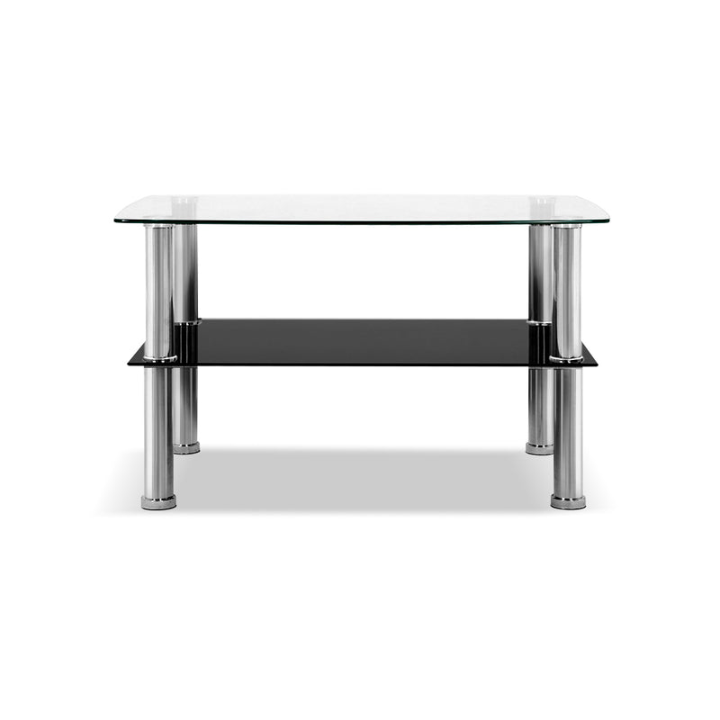 Artiss Coffee Table Side Tables Tempered Glass Stainless Steel Home Bedside