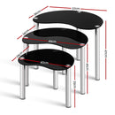 Artiss Coffee Table Nest Of Tables Side Table Tempered Glass Stainless Steel Leg
