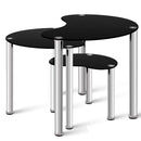 Artiss Coffee Table Nest Of Tables Side Table Tempered Glass Stainless Steel Leg