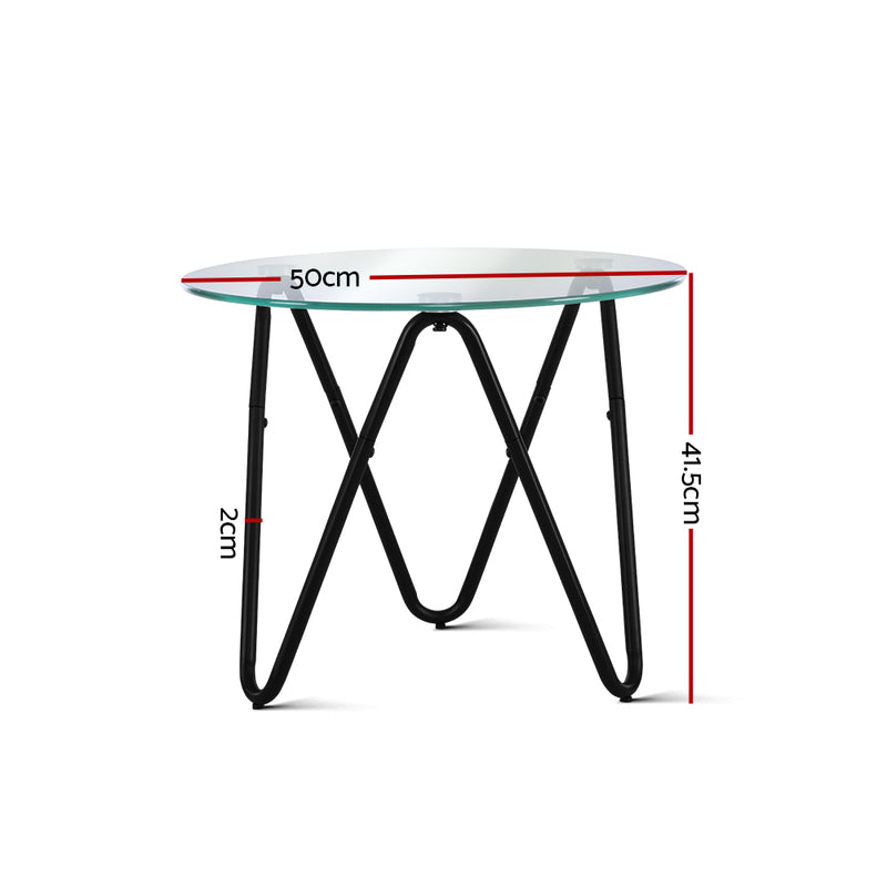 Artiss Coffee Table Glass End Side Tables High Gloss Display Modern Furniture 50X50CM