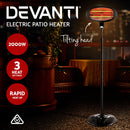 Devanti 2000W Electric Outdoor Patio Heater Radiant Portable Pedestal Heat Bar