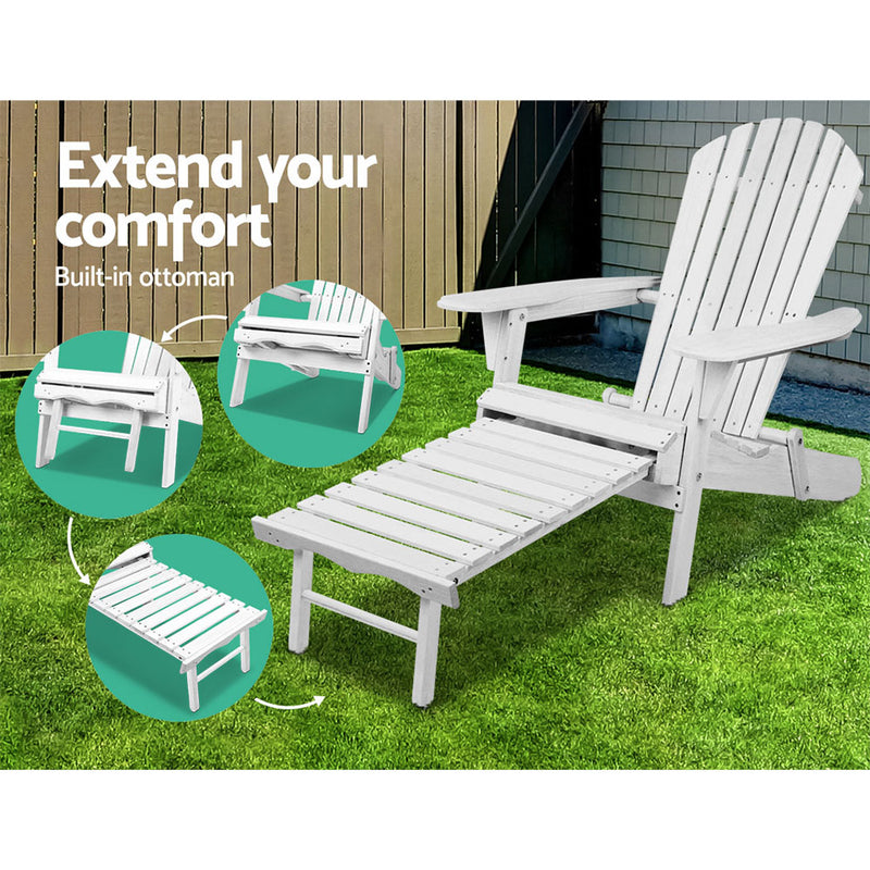 Outdoor Chairs Patio Furniture Wooden Sun Lounge Beach Garden Adirondack