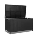 320L Garden Shed Toy Tool Storage Box Outdoor Bench Ottoman Wicker Black