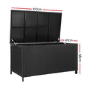 320L Garden Shed Toy Tool Storage Box Outdoor Bench Ottoman Wicker Black