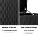 320L Garden Shed Toy Tool Storage Box Outdoor Bench Ottoman Wicker Black