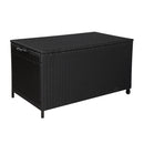 320L Garden Shed Toy Tool Storage Box Outdoor Bench Ottoman Wicker Black