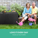 320L Garden Shed Toy Tool Storage Box Outdoor Bench Ottoman Wicker Black