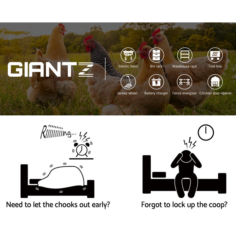 Giantz Automatic Chicken Coop Door Opener Cage Closer Timer and Light Sensor