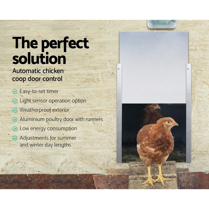 Giantz Automatic Chicken Coop Door Opener Cage Closer Timer and Light Sensor
