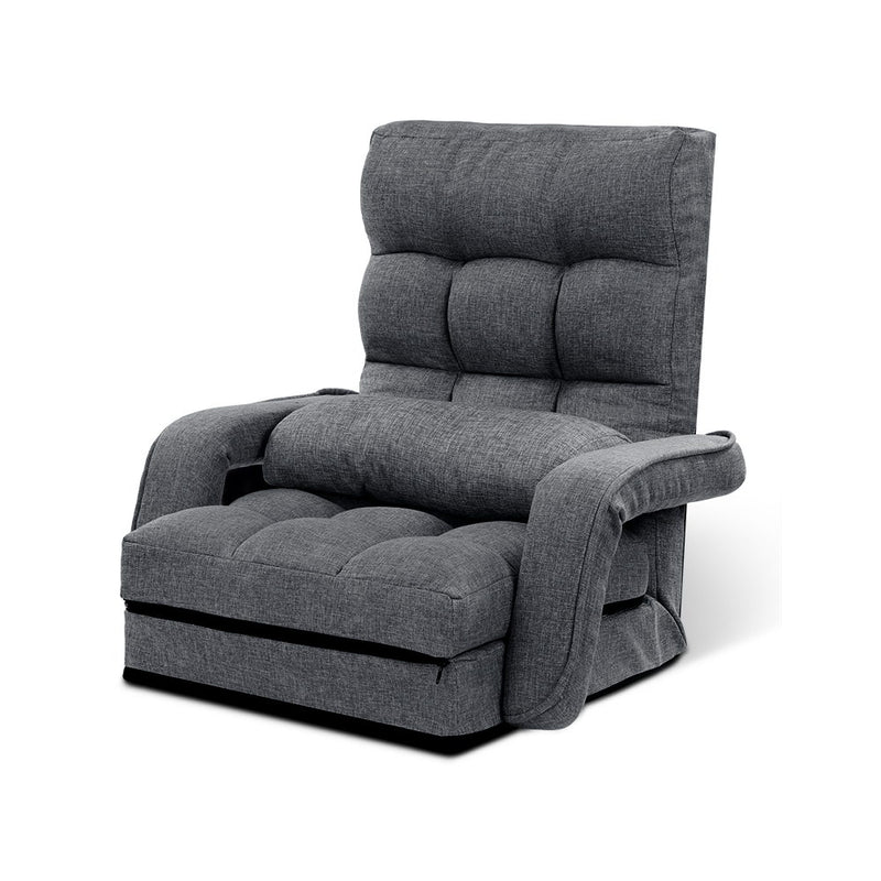 Artiss Floor Sofa Lounge Folding Chair Adjustable Recliner Armchair Linen