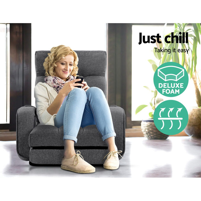 Artiss Floor Sofa Lounge Folding Chair Adjustable Recliner Armchair Linen