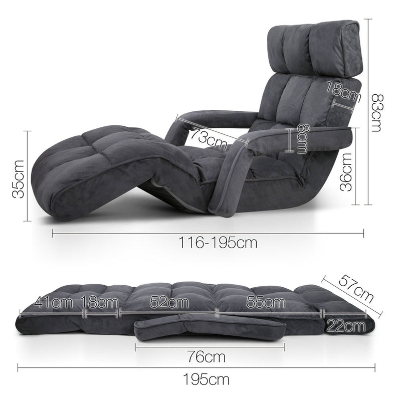 Artiss Lounge Sofa Floor Armchair Folding Chaise Chair Adjustable Recliner
