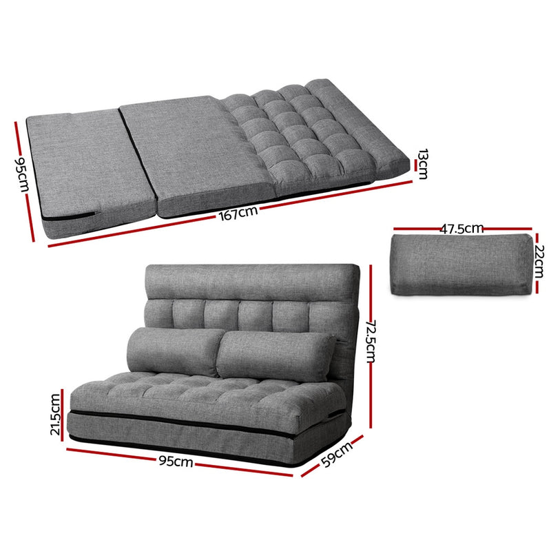 Floor Sofa Lounge 2 Seater Chair Futon Couch Bed Recliner Folding Fabric