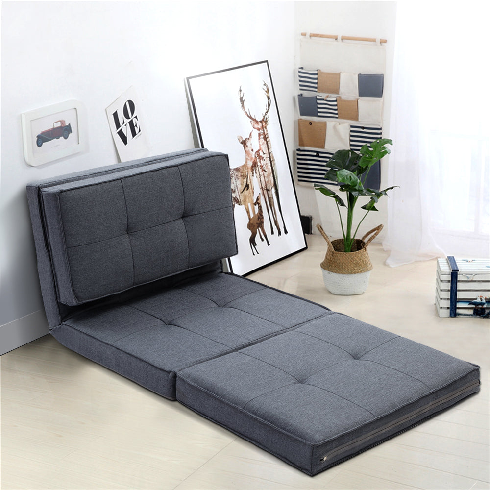 Floor Sofa Lounge Folding Chair Futon Couch Legless Seat Dark Grey