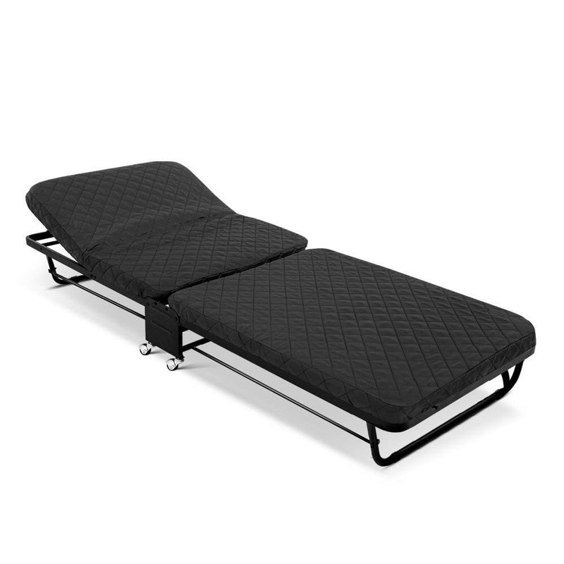Artiss Single Portable Foldable Bed Black