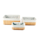 KALIB SET OF 3 BAMBOO STORAGE BASKETS W LINING 30X20X12CM L
