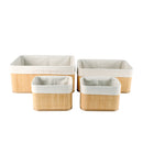 KALIB S4 BAMBOO STORAGE BASKET WITH LINING 40 X 30 X 18CM LGE