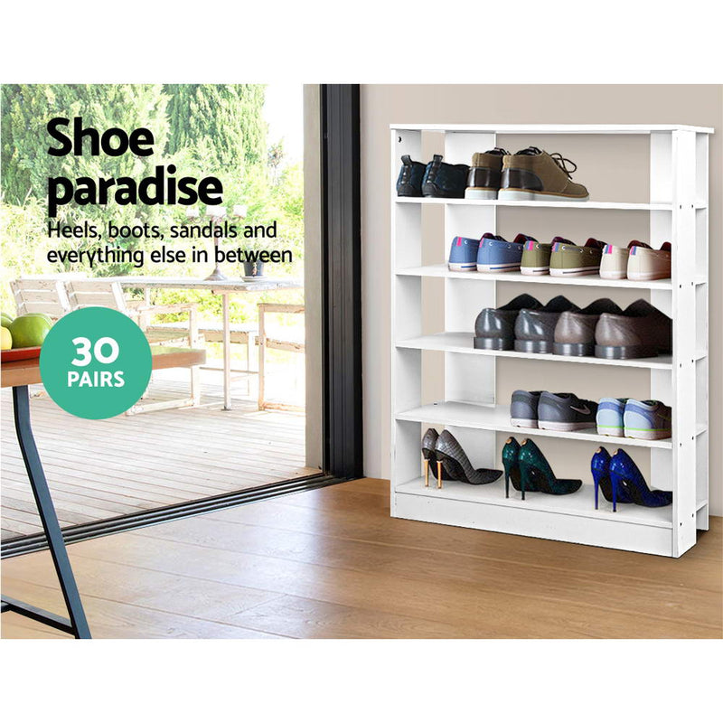 Artiss Shoe Cabinet Shoes Organiser Storage Rack 30 Pairs White Shelf Wooden