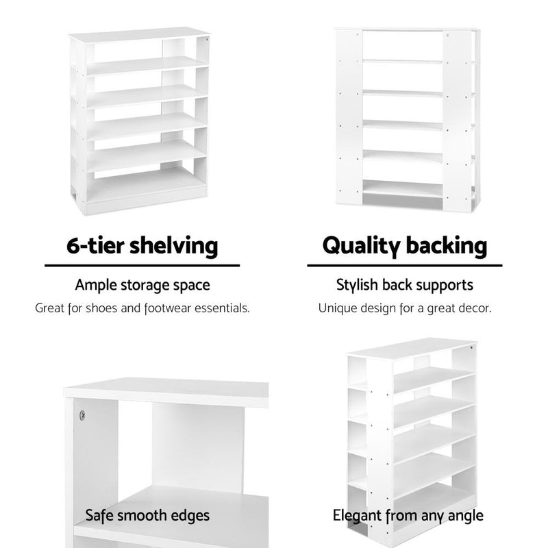 Artiss Shoe Cabinet Shoes Organiser Storage Rack 30 Pairs White Shelf Wooden