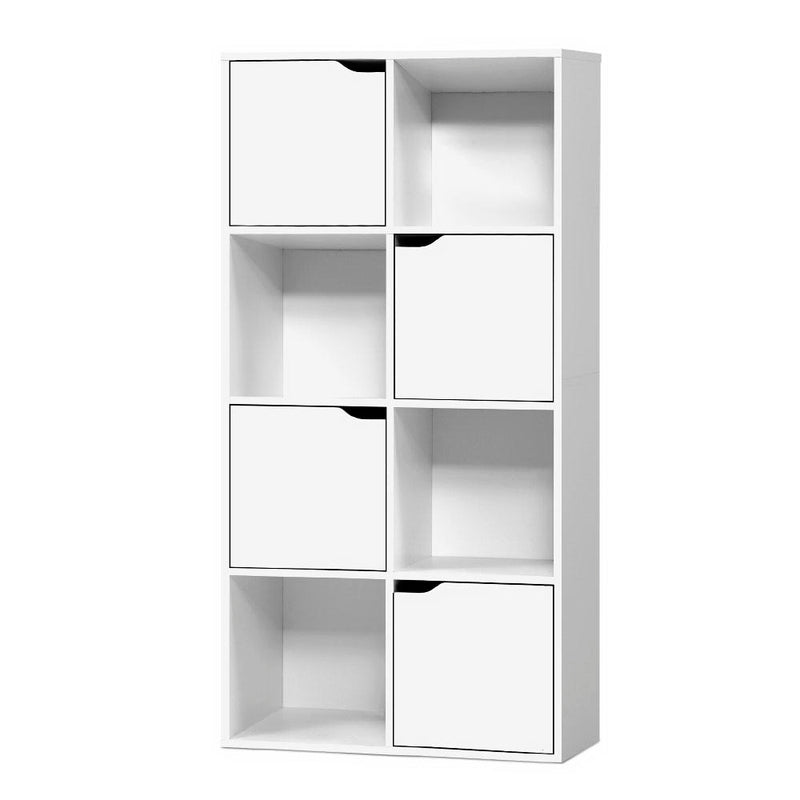 Display Shelf 8 Cube Storage 4 Door Cabinet Organiser Bookshelf Unit