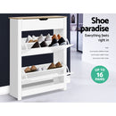 Artiss Shoe Cabinet Shoes Organiser Storage Rack Drawer Shelf 16 pairs White