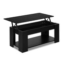 Lift Up Top Coffee Table Tea Side Interior Storage Space Shelf Black