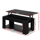 Lift Up Top Coffee Table Tea Side Interior Storage Space Shelf Black