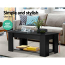Lift Up Top Coffee Table Tea Side Interior Storage Space Shelf Black