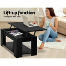 Lift Up Top Coffee Table Tea Side Interior Storage Space Shelf Black