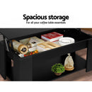Lift Up Top Coffee Table Tea Side Interior Storage Space Shelf Black