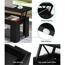 Lift Up Top Coffee Table Tea Side Interior Storage Space Shelf Black