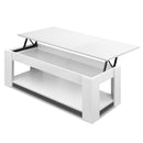 Lift Up Top Coffee Table Tea Side Interior Storage Space Shelf White