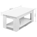 Lift Up Top Coffee Table Tea Side Interior Storage Space Shelf White