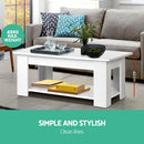 Lift Up Top Coffee Table Tea Side Interior Storage Space Shelf White