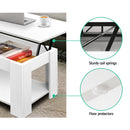 Lift Up Top Coffee Table Tea Side Interior Storage Space Shelf White