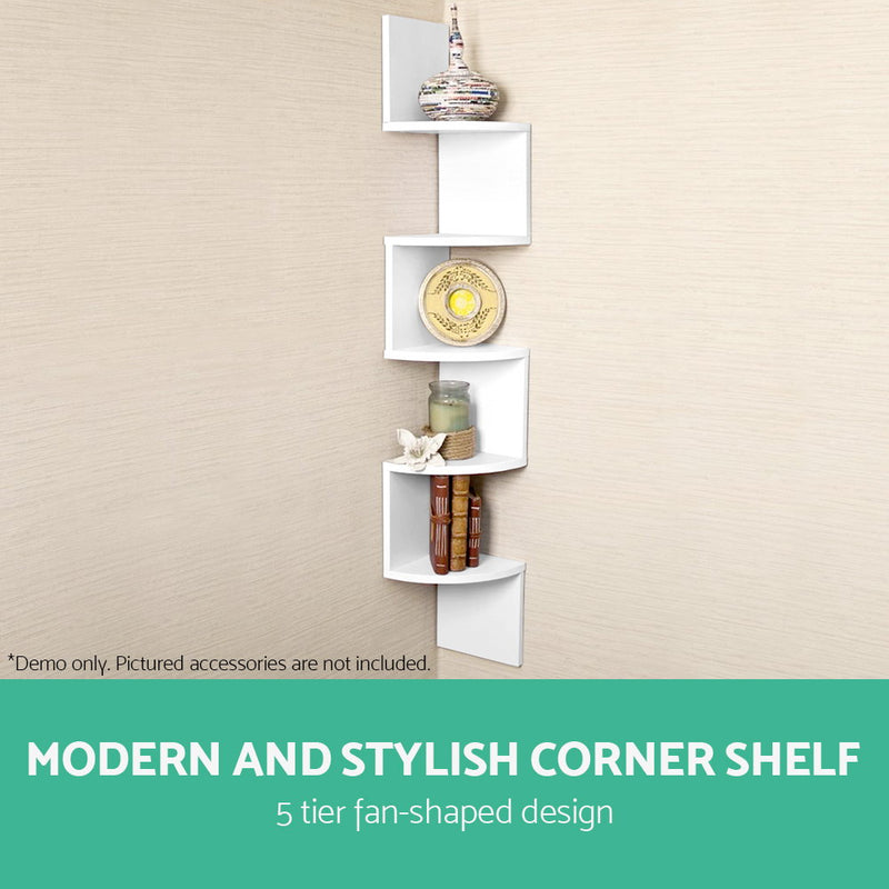 Artiss 5 Tier Corner Wall Floating Shelf Mount Display Bookshelf CD Storage Rack